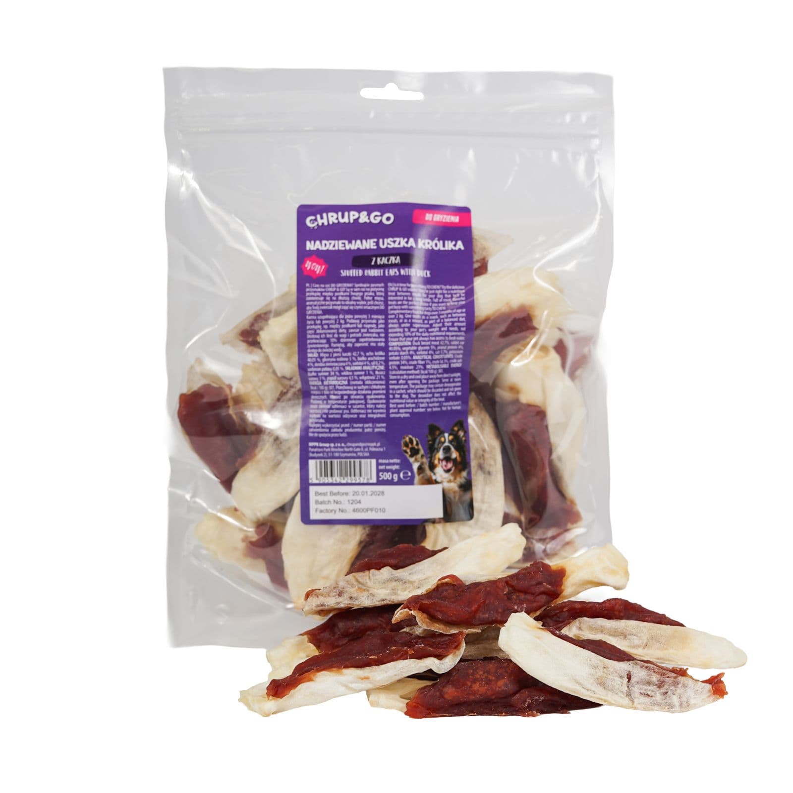 Chrup&Go Przysmak dla psa Wiejska Zagroda uszka królika 500 g