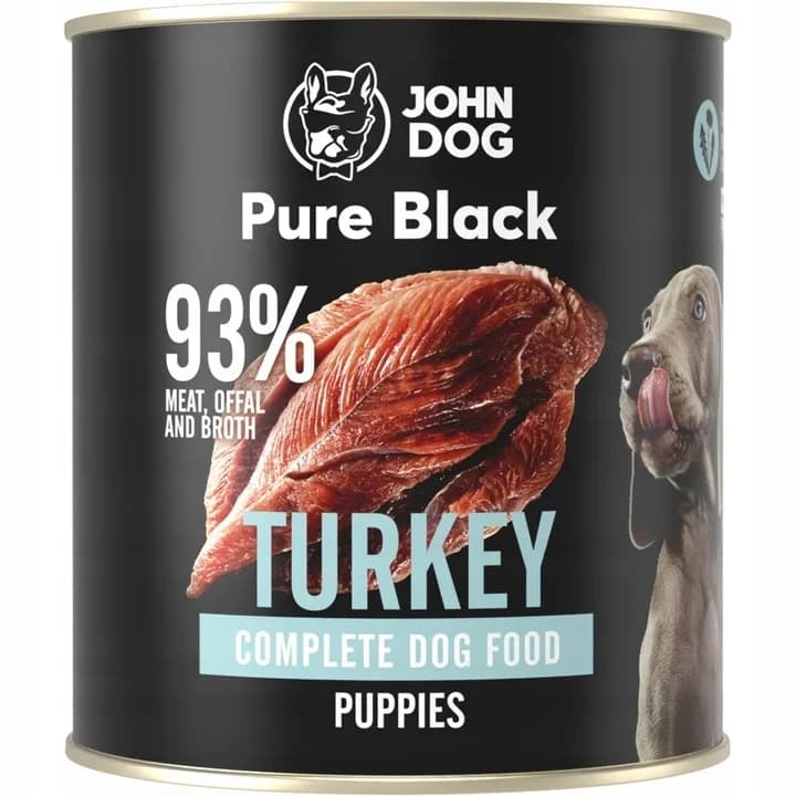John Dog Pure Black Junior monobiałkowa karma mokra dla szczeniąt z indykiem – 800 g