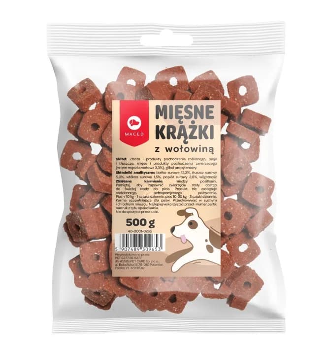 Maced Przysmak dla psa Mięsne Krążki z Wołowiną Smakołyki Smaczki 500 g