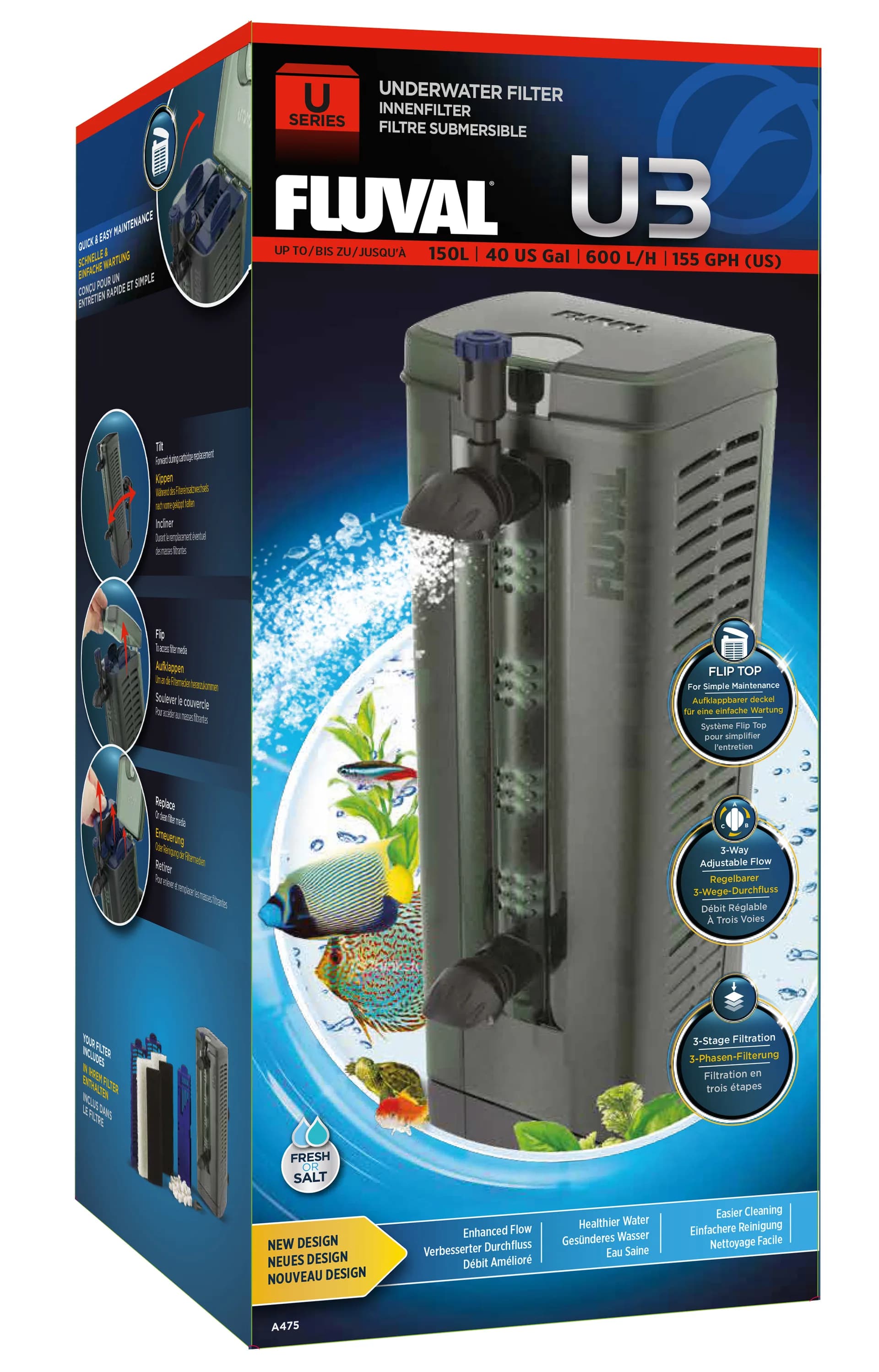 Fluval Filtr wewnętrzny U3 od Hagen do 150 l