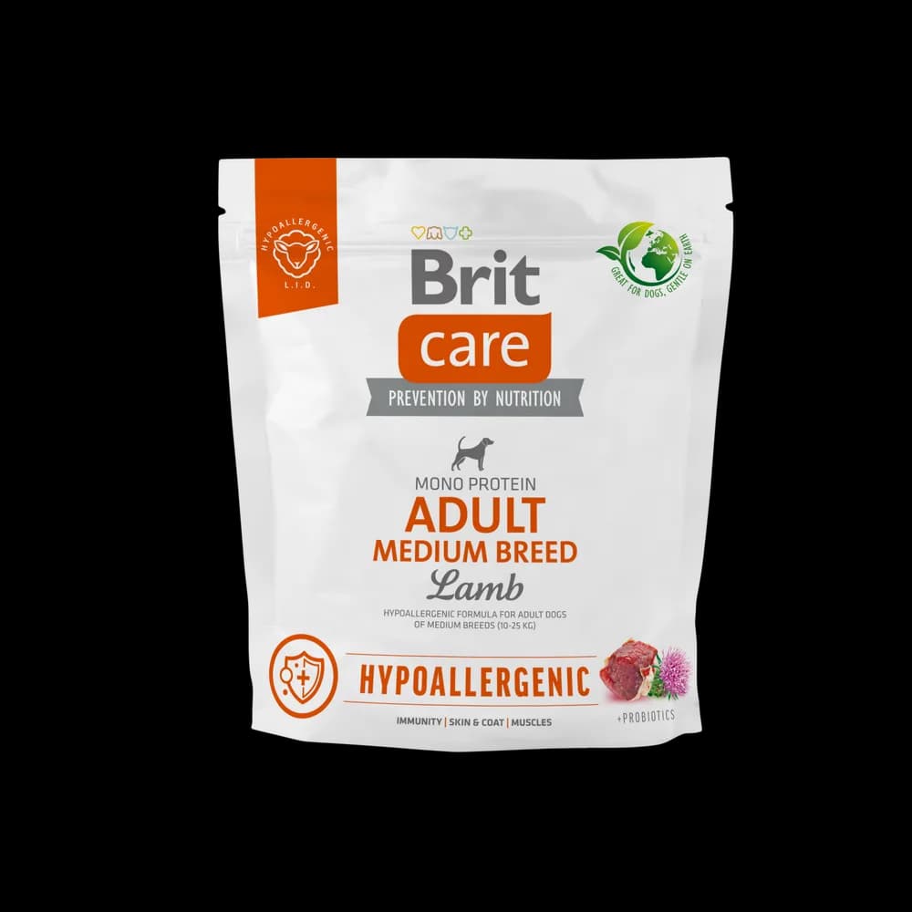 Brit Care Dog Hypoallergenic Adult Medium Breed karma sucha z jagnięciną i ryżem dla dorosłych psów średnich ras – 3 kg