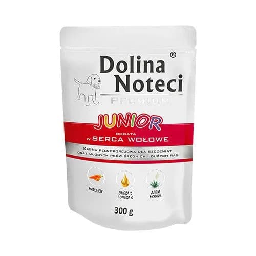 Dolina Noteci Premium Junior bogata w serca karma mokra dla szczeniąt wołowe 300 g