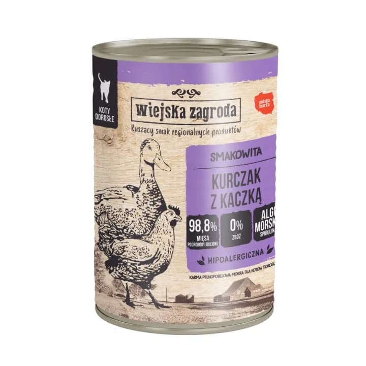 Wiejska Zagroda Karma mokra dla kota Kurczak z Kaczką – 400 g