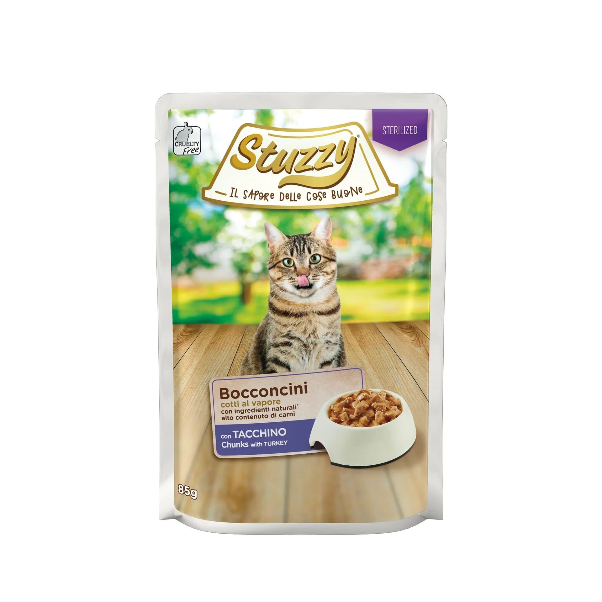 Stuzzy Bocconcini Sterilized karma mokra dla kota po sterylizacji indyk w sosie 85 g