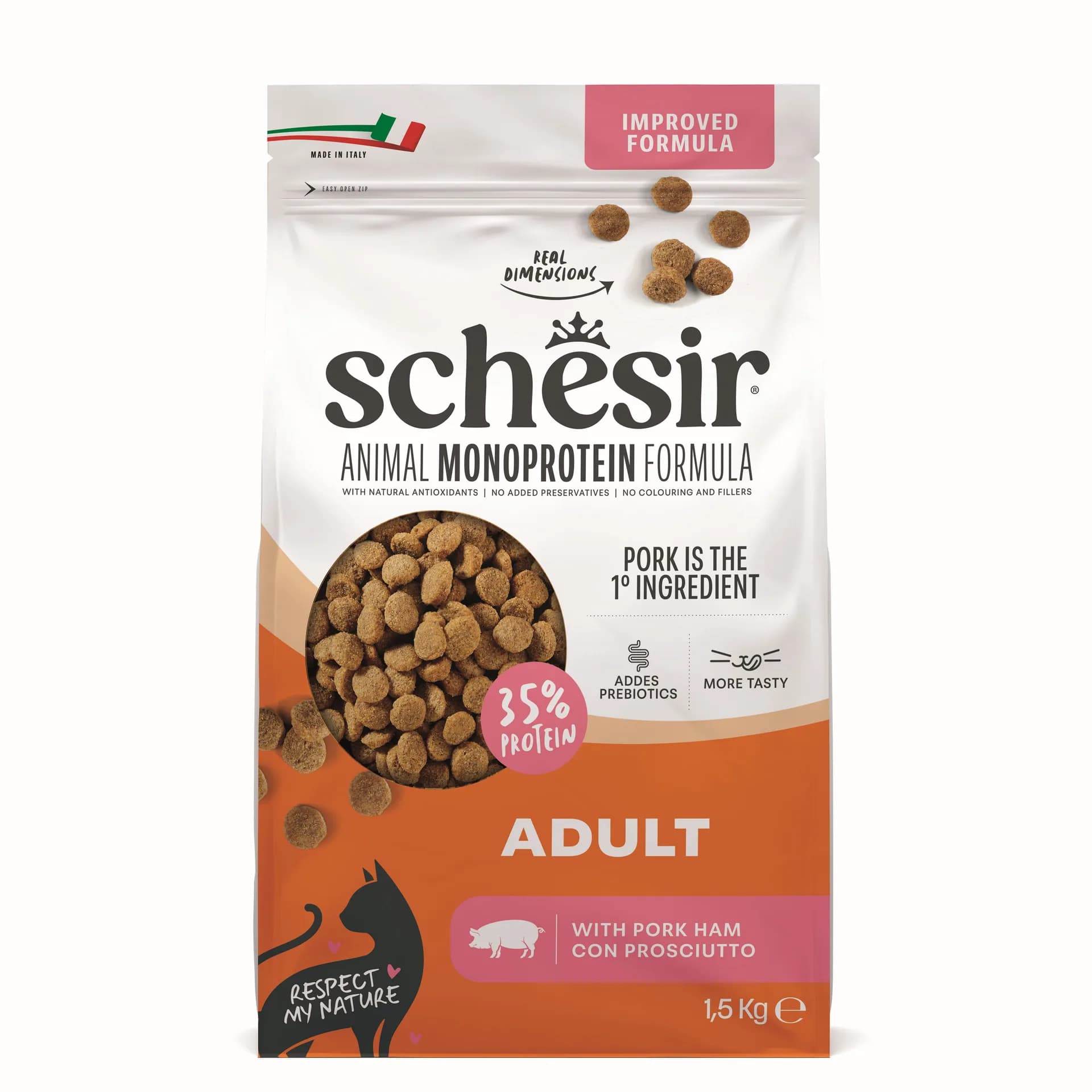 Schesir Animal Monoprotein Formula karma sucha dla dorosłego kota szynka worek – 15 kg