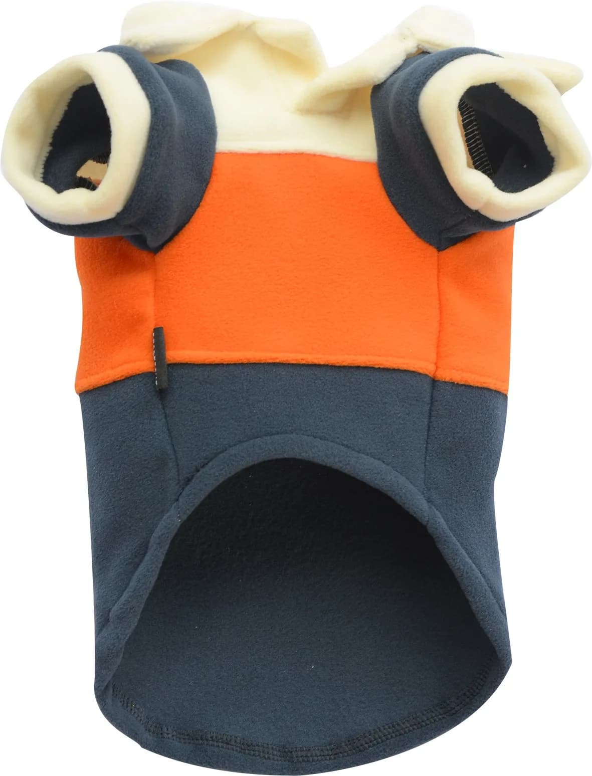 DoggyDolly Sweter z polaru dla małego psa w kremowo/pomarańczowo/niebieskie paski XS