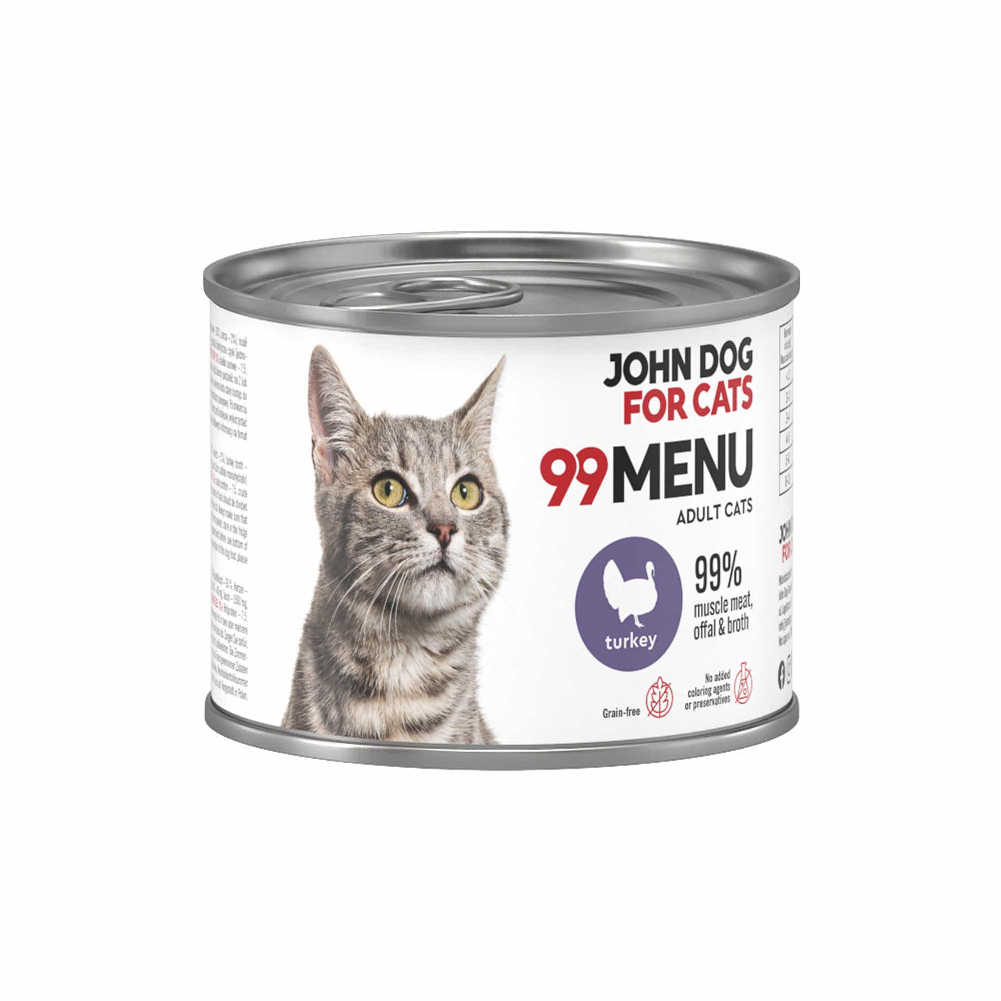 John Dog for Cats 99 Menu karma mokra z kurczakiem i indykiem dla dorosłych kotów
