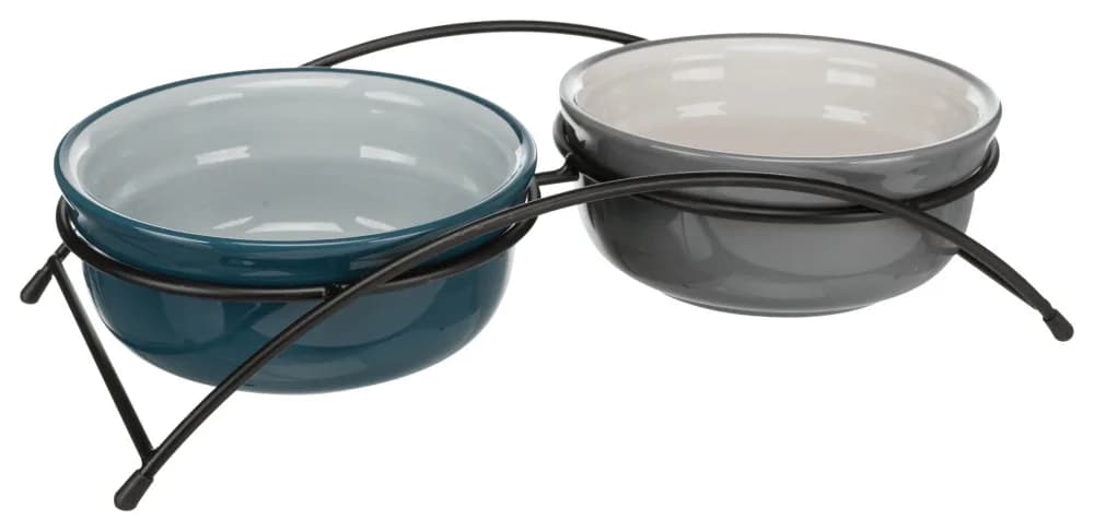 Trixie zestaw misek na stojaku, ceramika/metal / Φ 15 cm 0,6 l