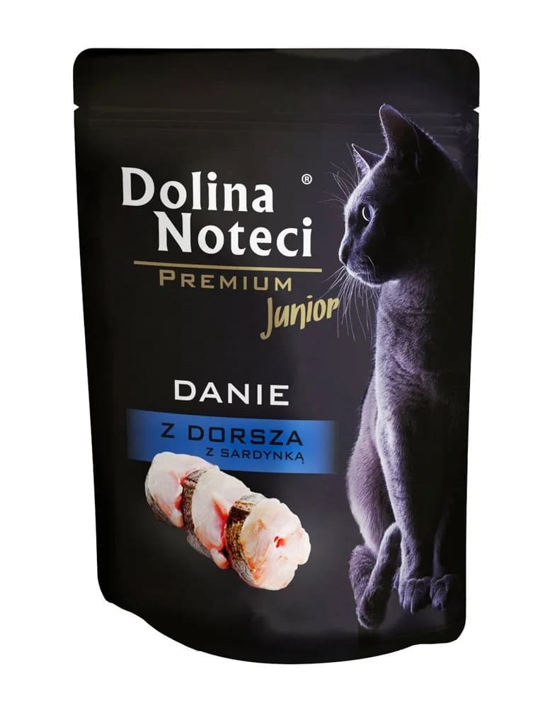 Dolina Noteci Premium junior saszetka danie z dorsza z sardynką dla kota 85 g