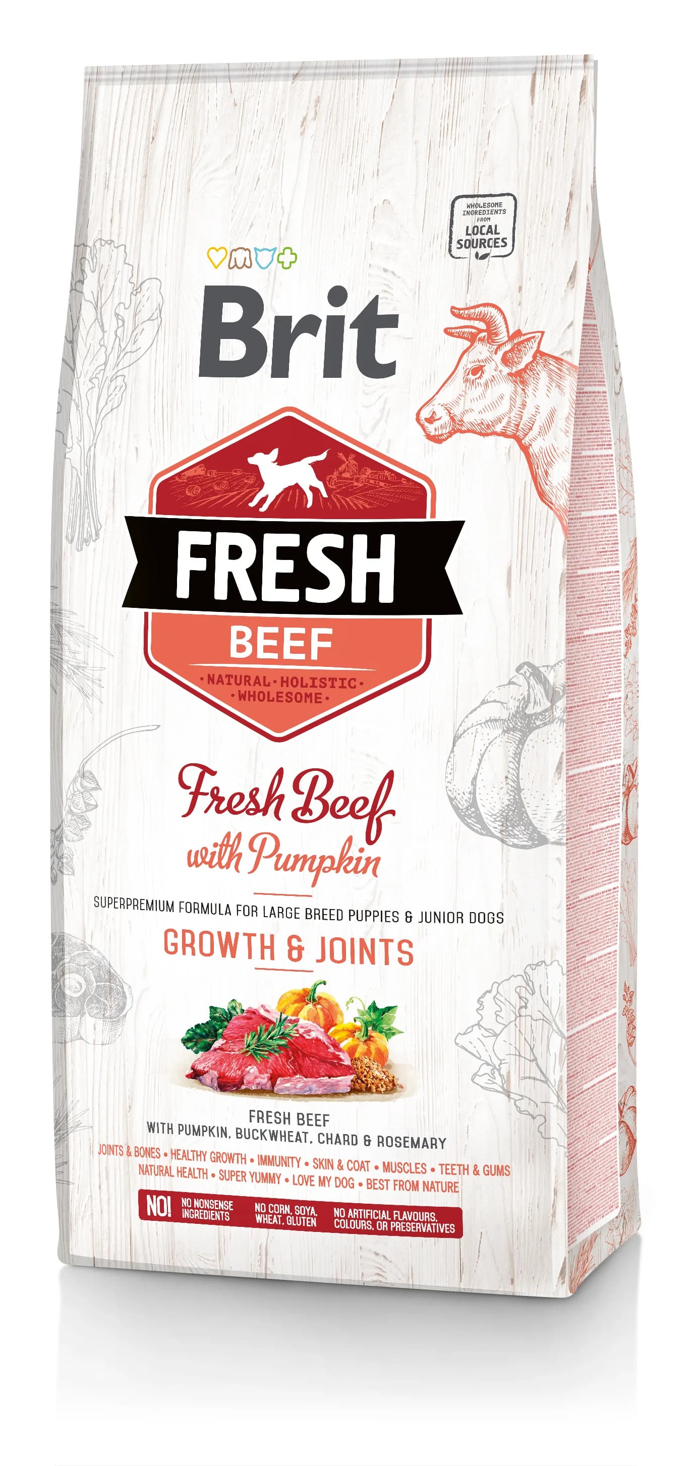 Brit Fresh Beef with Pumpkin Puppy Large - karma sucha z wołowiną i dynią dla szczeniąt dużych ras