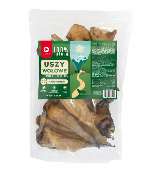 Maced Naturalny Przysmak dla psa Ucho Wołowe Smakołyk 100% Natura – 600 g