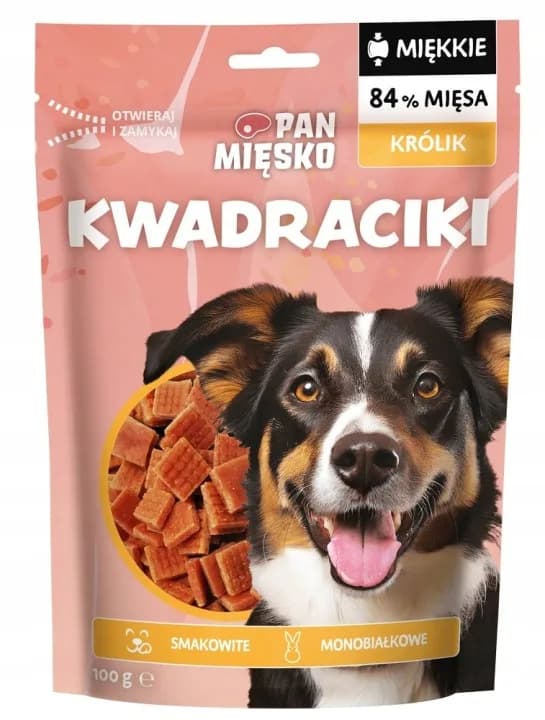 Pan Mięsko przysmak dla psa Kwadraciki Królik 100 g