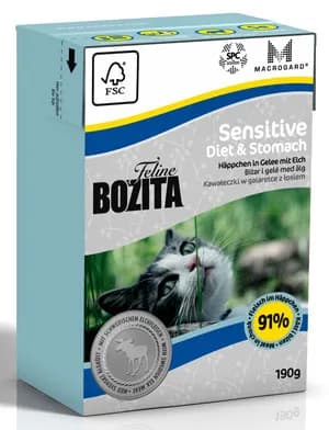 Bozita Feline Diet & Stomach Sensitive karma mokra dla dorosłych kotów wrażliwych kawałeczki mięsa w galarecie 190 g