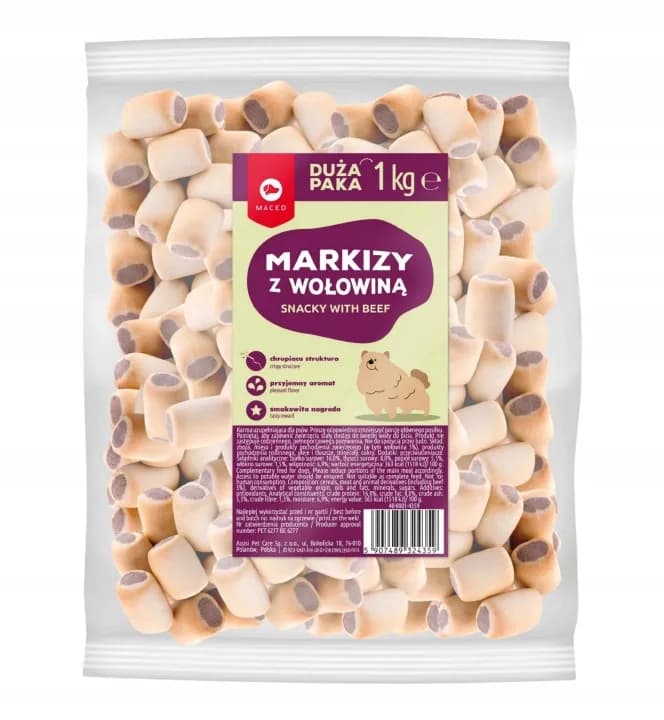 Maced Miękkie przysmaki dla psów Miękkie Ciasteczka Markizy z wołowiną 1 kg