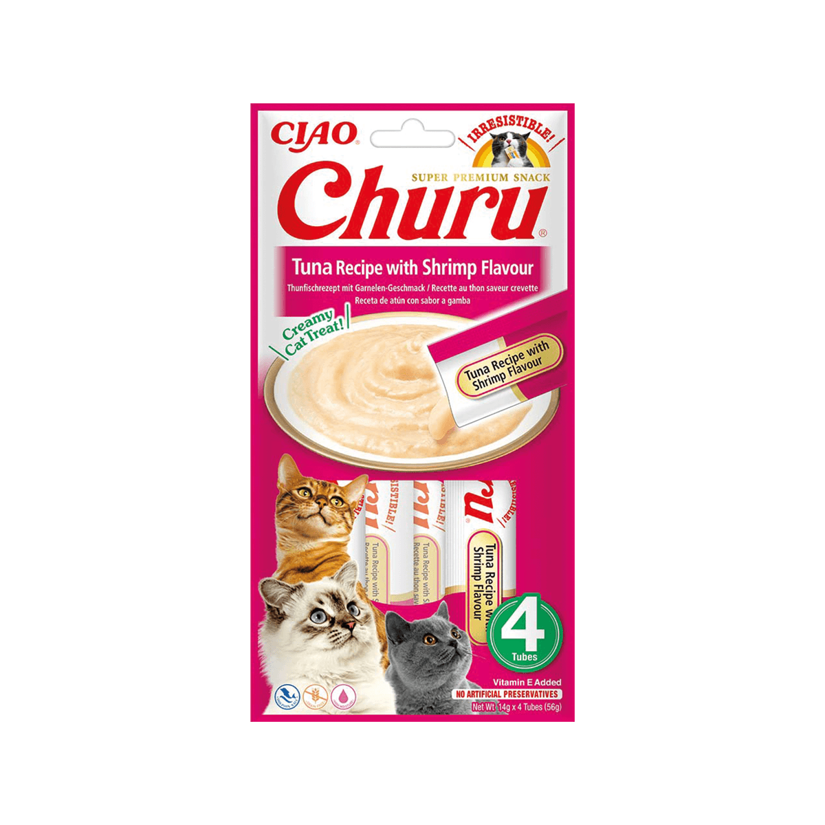 INABA Cat Churu przysmak dla kotów Tuna With Shrimp 4 × 14 g