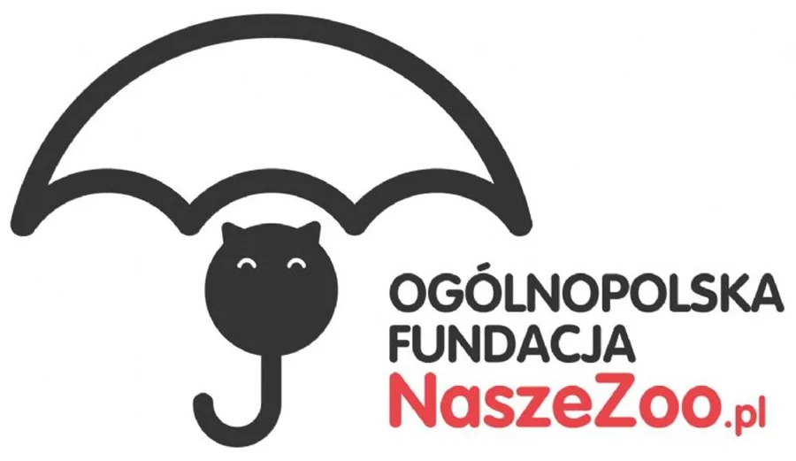 Logo Ogólnopolskiej Fundacji NaszeZoo.pl: kot pod parasolem