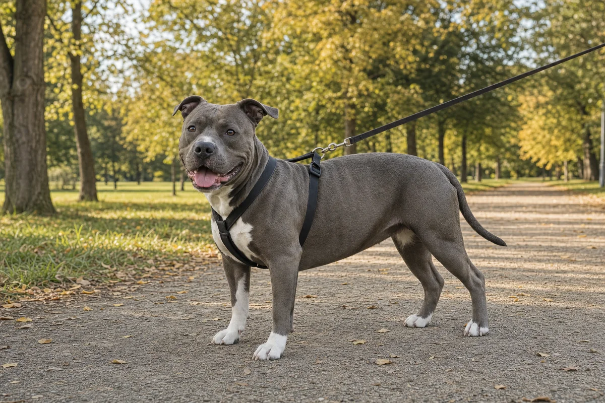 Amstaff z profilu: budowa i krótka sierść