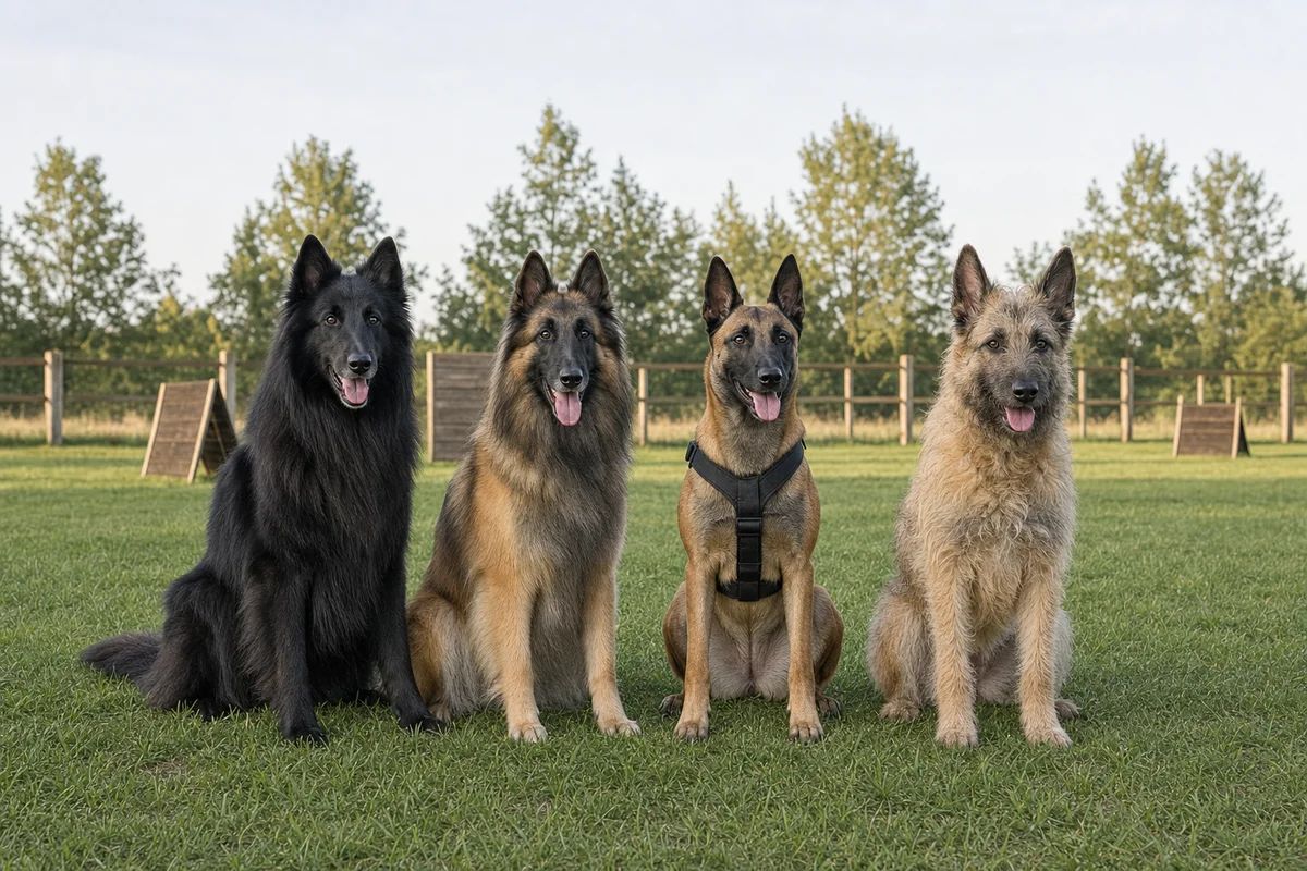 Cztery odmiany owczarka belgijskiego: groenendael, tervueren, malinois, laekenois