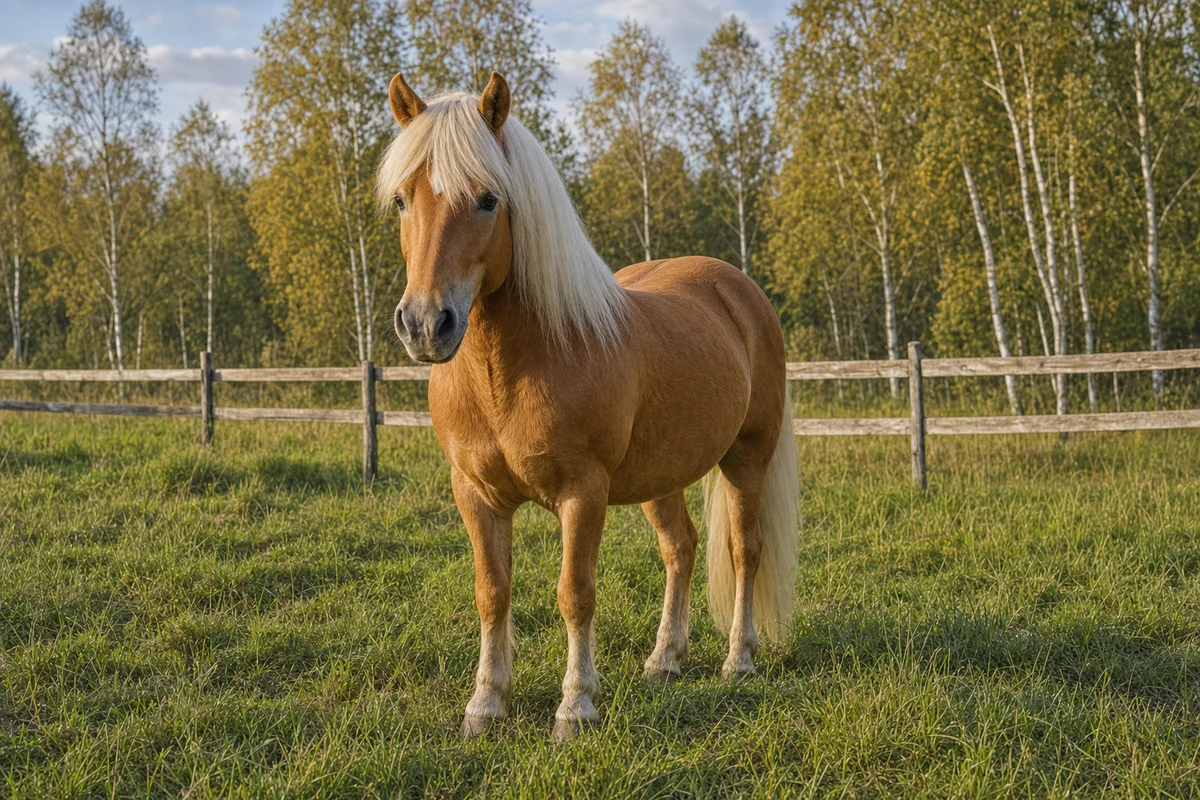 Haflinger — kasztanowaty koń z jasną, płową grzywą