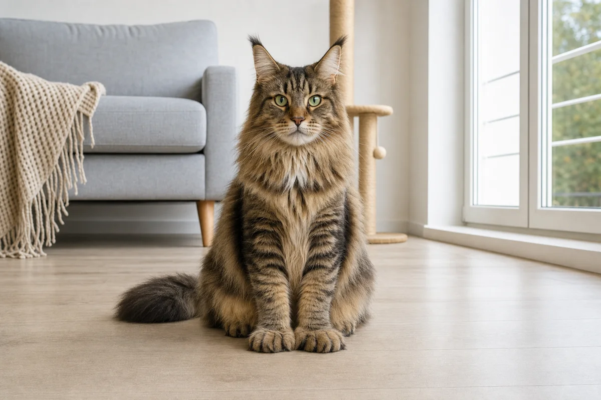 Maine coon z dodatkowymi palcami - szerokie przednie łapy