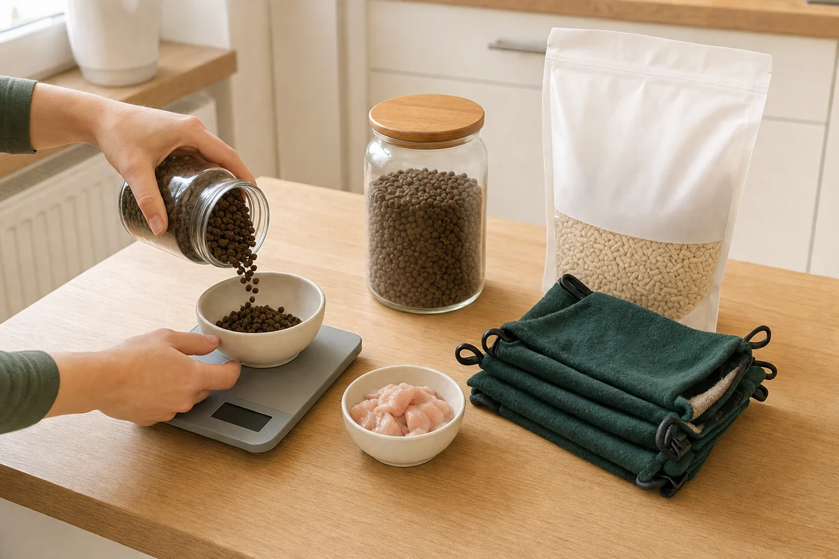 Miesięczne zakupy dla fretki: karma, żwirek i uprane hamaki