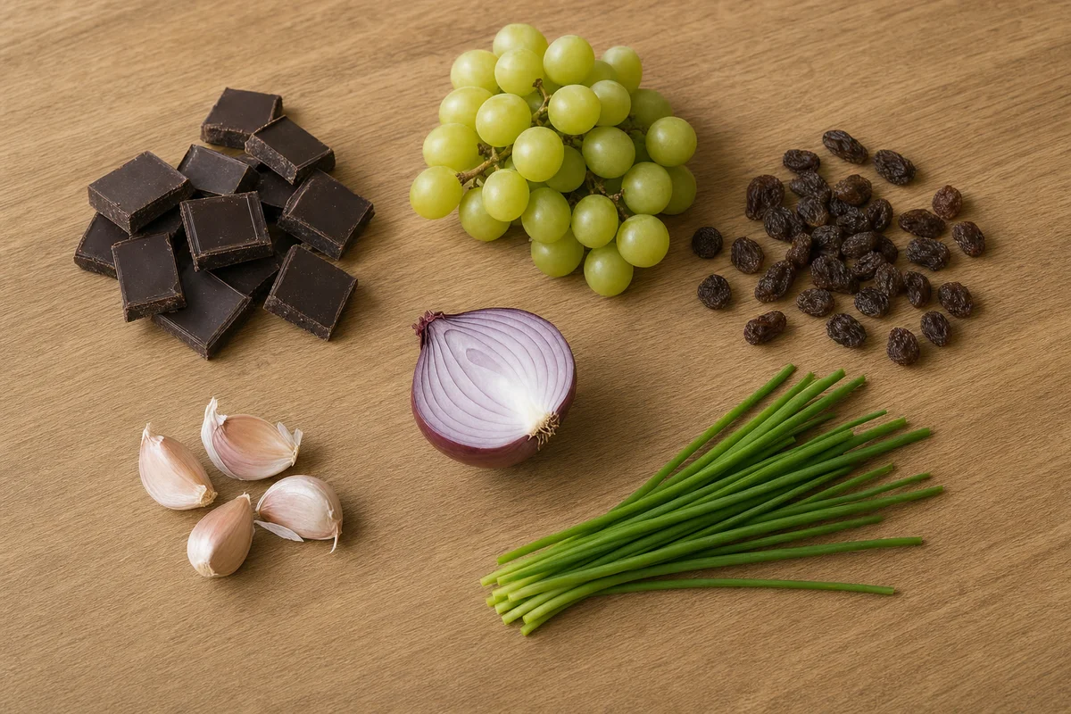 Czekolada, winogrona, rodzynki, cebula i czosnek — produkty groźne dla psa i kota