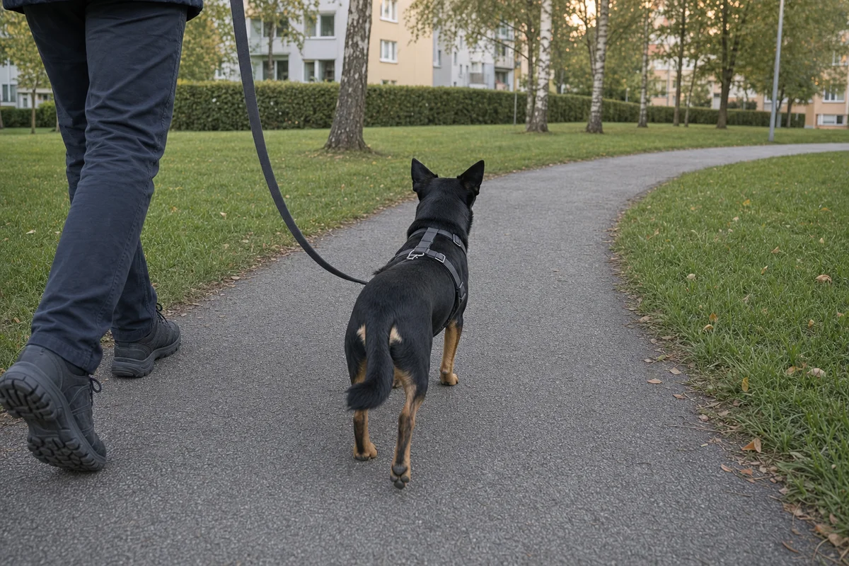 Zmiana kierunku szerokim łukiem zamiast mijania się z innym psem twarzą w twarz