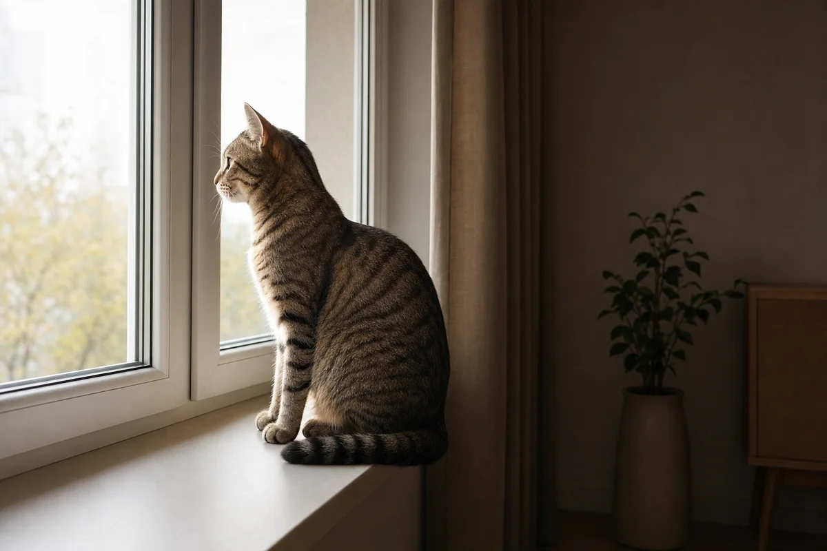 Kot przy oknie — światło dzienne jako sygnał uruchamiający linienie