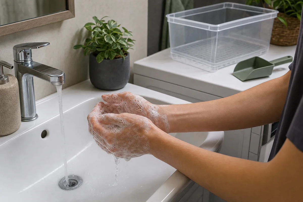 Mycie rąk po kontakcie z gadem — higiena przy terrarium