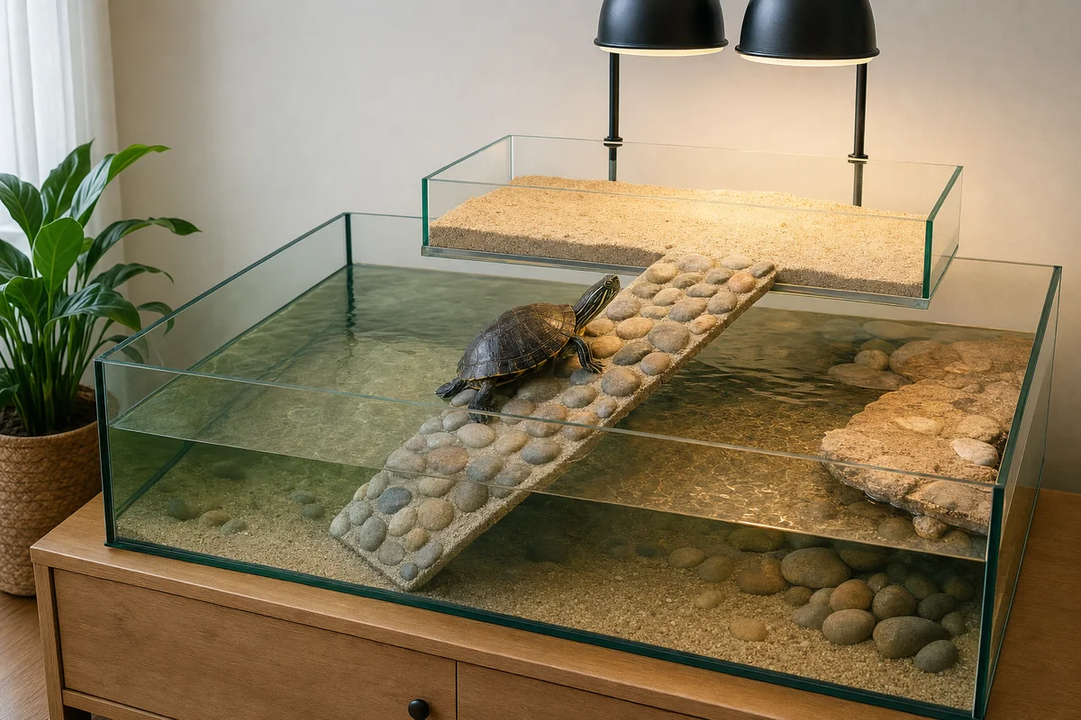 Nadstawka do wygrzewania nad akwaterrarium z szorstką rampą z wody