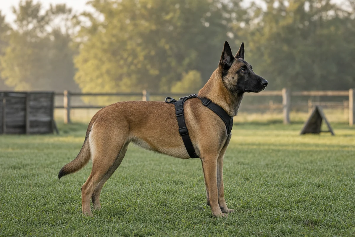 Owczarek belgijski malinois z profilu — budowa i umaszczenie