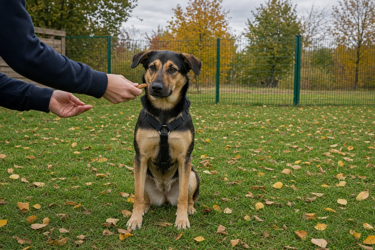Pies w typie rasy czeka na adopcję w schronisku