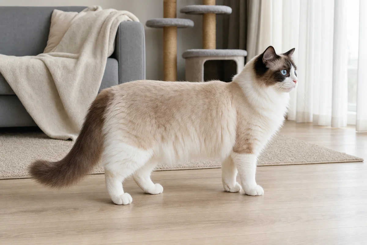 Ragdoll z profilu — budowa i umaszczenie bicolour