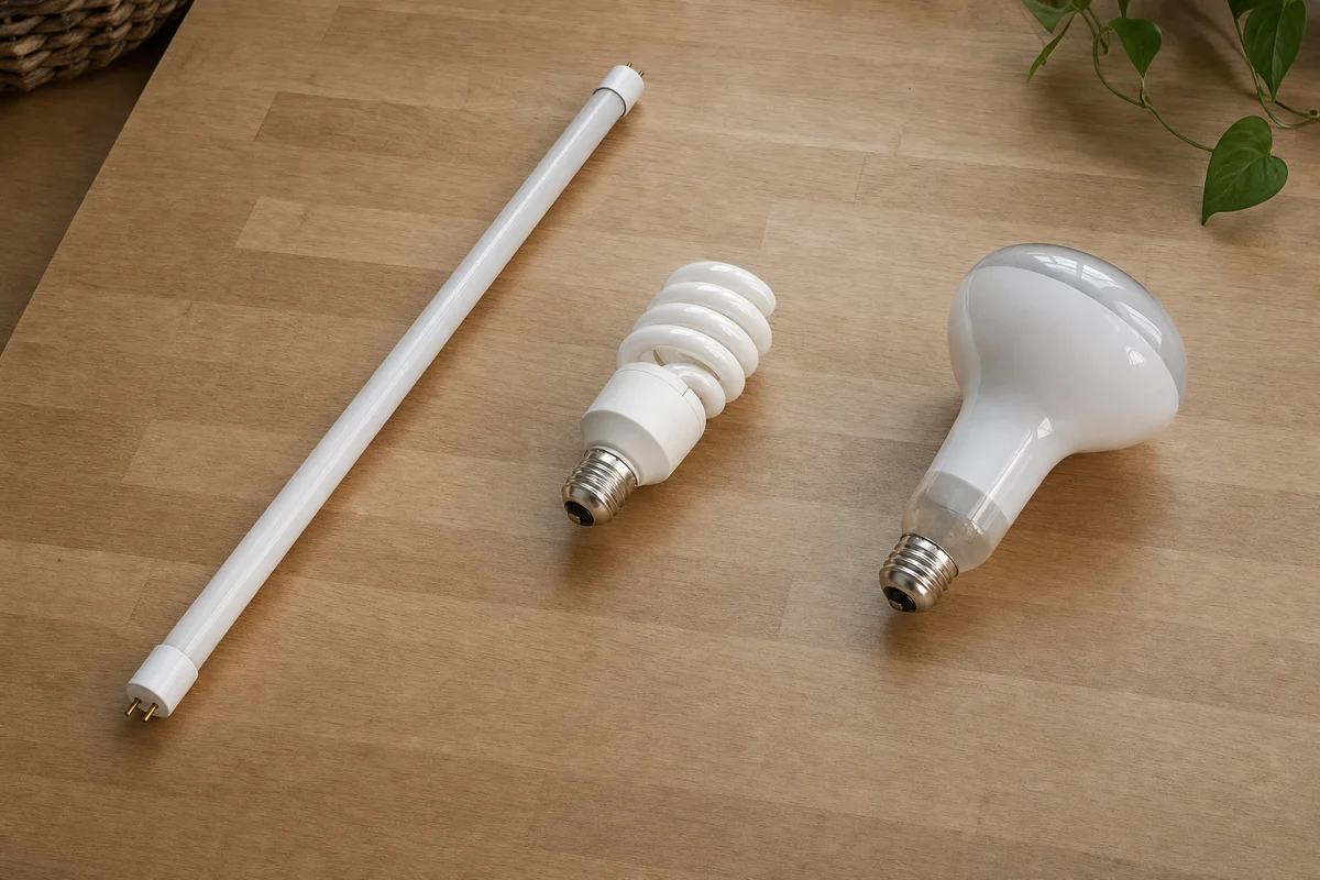 Rodzaje lamp UVB do terrarium — świetlówka liniowa, kompaktowa i lampa rtęciowa