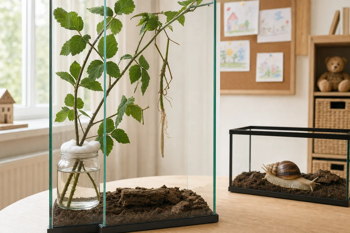 Terrarium dla patyczaków - gałązki jeżyny w słoiku zabezpieczonym watą