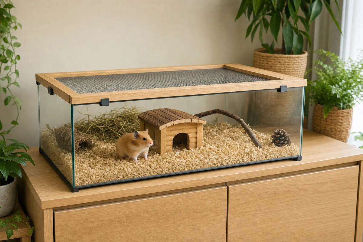 Terrarium z pokrywą z drobnej siatki metalowej zabezpiecza przed ucieczką