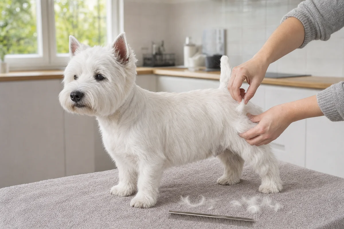 Trymowanie białej sierści westie