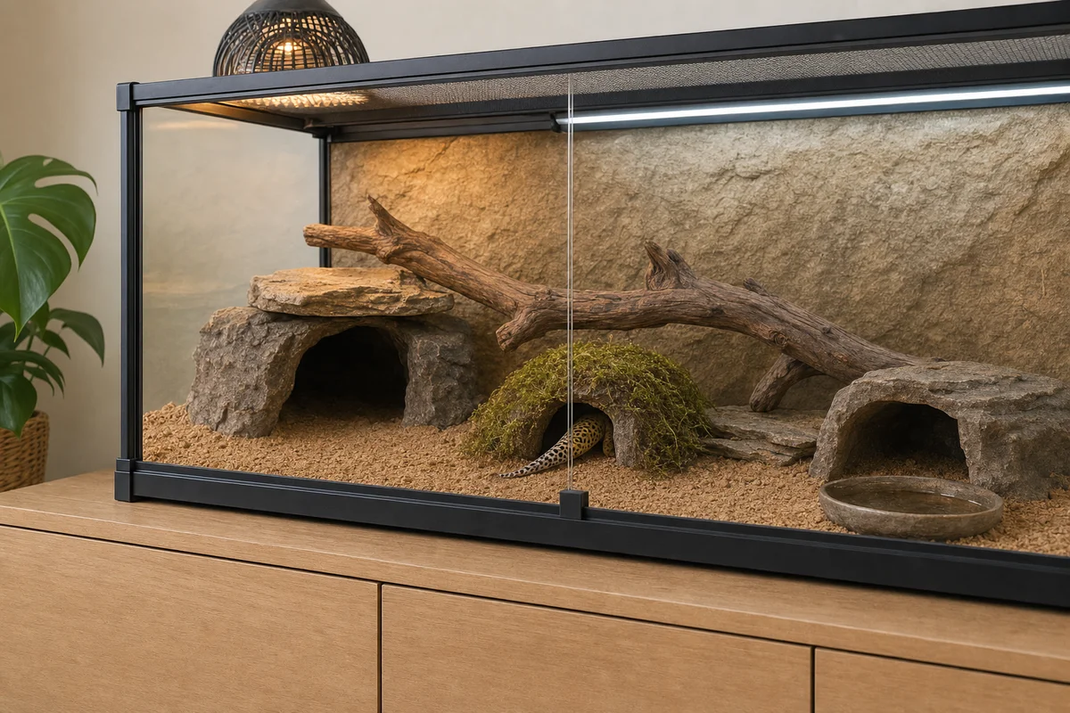 Trzy kryjówki w terrarium — ciepła, wilgotna i chłodna