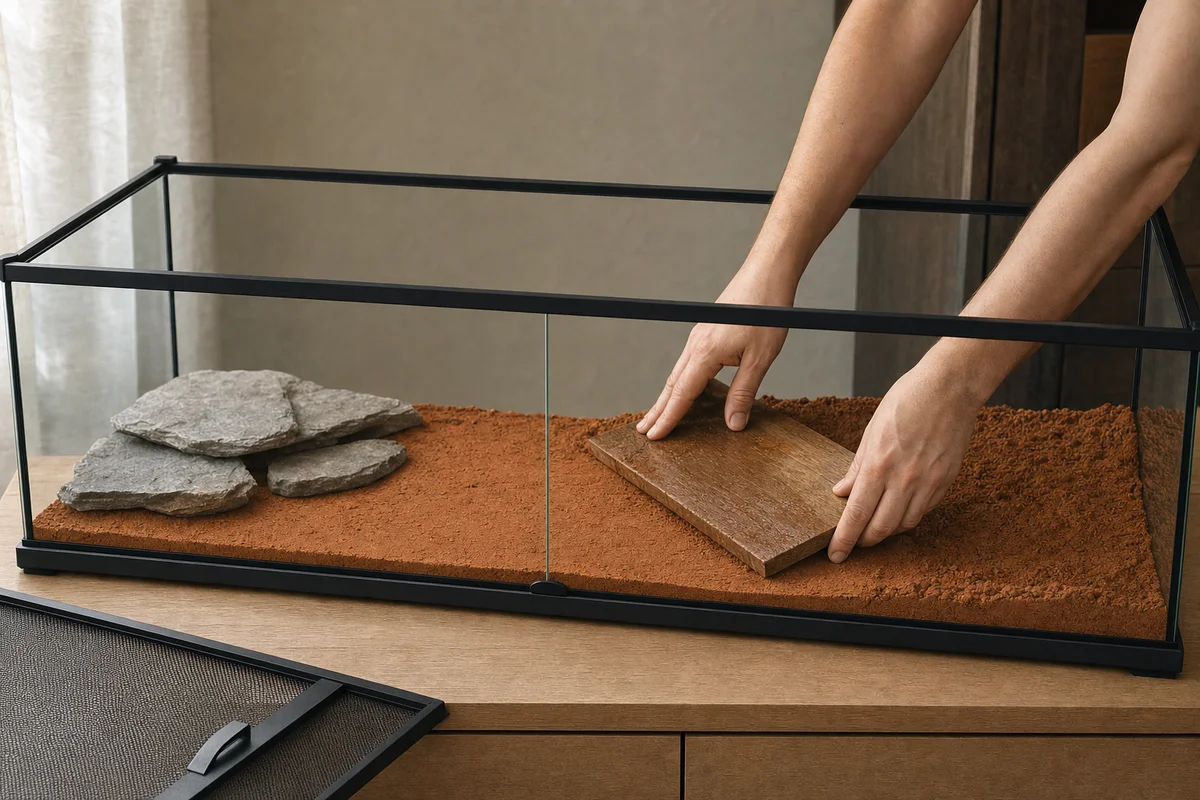 Ubijanie mieszanki piasku z gliną w terrarium gekona