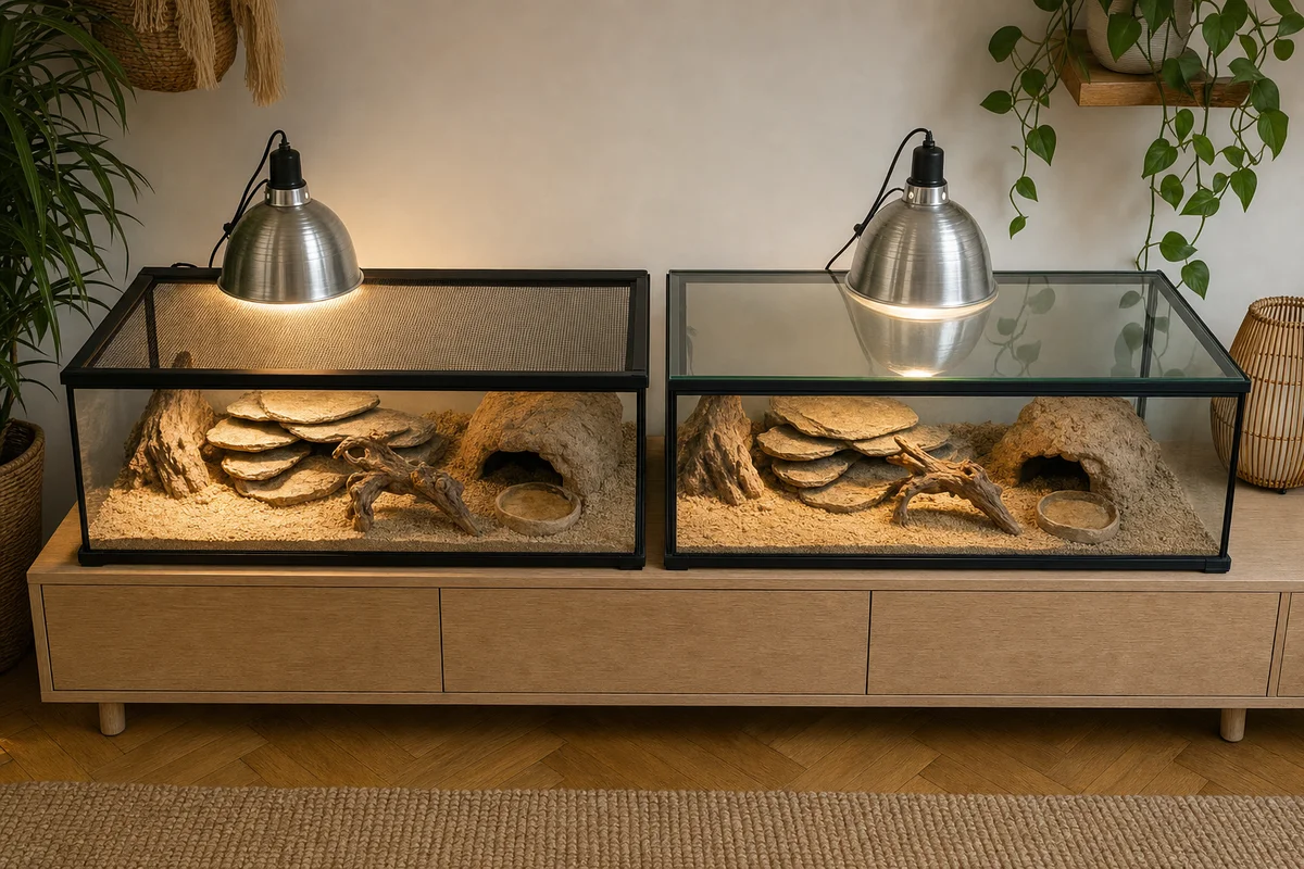 UVB nie przechodzi przez szybę — terrarium z pokrywą siatkową i szklaną